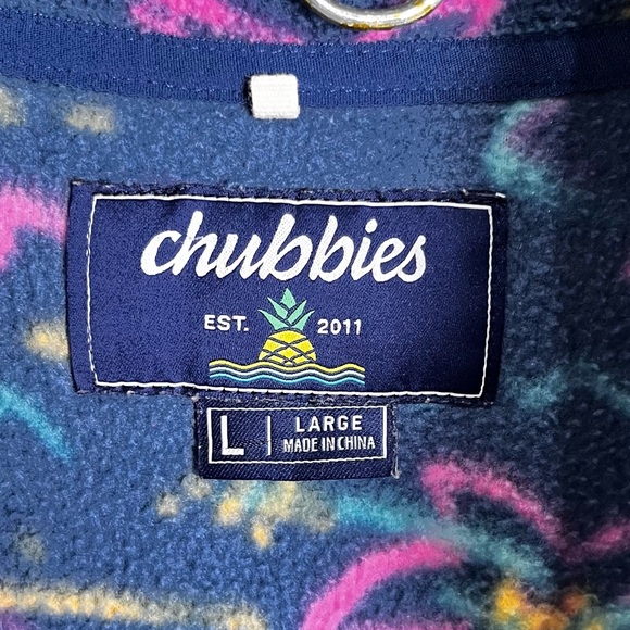 Chubbies Men Large Sweater The Chilly Vibe Quarter Zip Fleece Pullover Jacket L - Picture 8 of 16